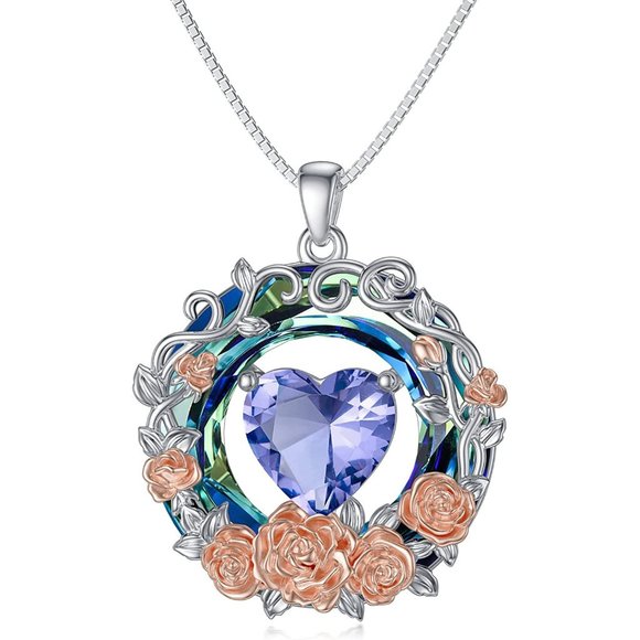 Birthstone Necklace for Women 925 Sterling Silver Birth Month Flower Nec… - Picture 13 of 15